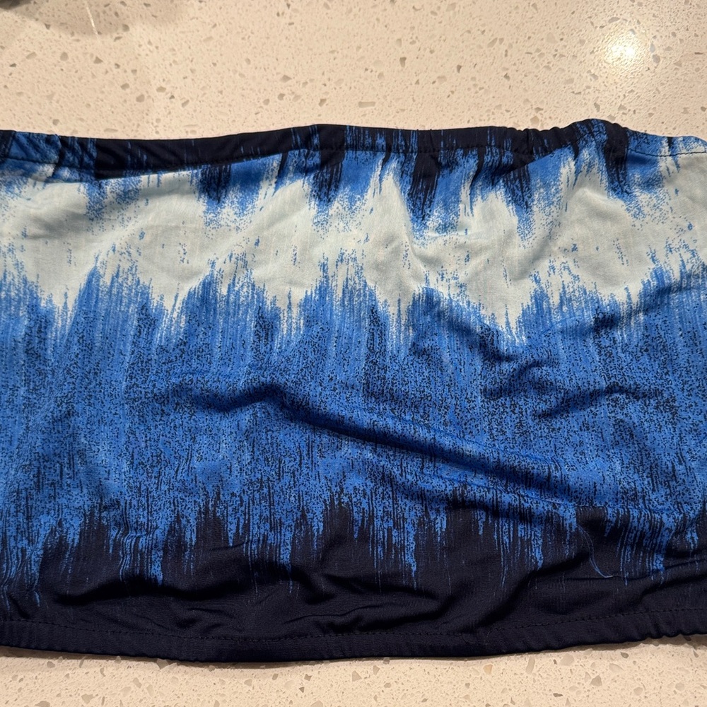 Blue and Black Abstract Tube Top